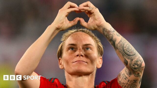 Wales midfielder Jess Fishlock makes a love heart gesture