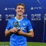 Rasmus Hojlund bol pomenovaný hráč zápasu, keď Napoli získal 2-1 víťazstvo nad Sporting