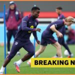 Marc Guehi a Ruben Loftus-Cheek v Anglicku tréning