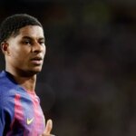 Marcus Rashford počas zápasu Ligy majstrov UEFA medzi FC Barcelona a Olympiacos