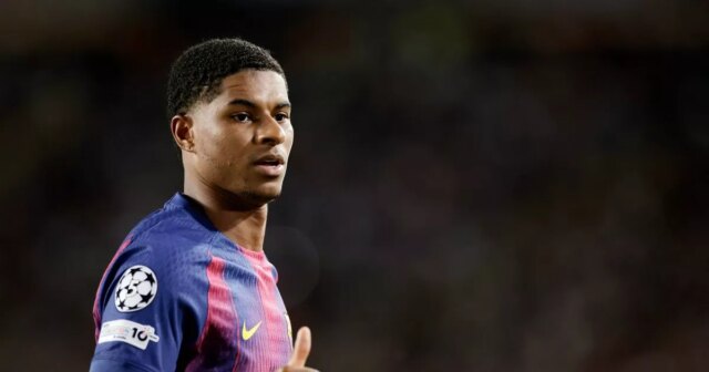 Marcus Rashford počas zápasu Ligy majstrov UEFA medzi FC Barcelona a Olympiacos 