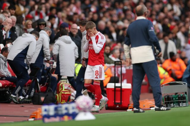Martin Odegaard opustí ihrisko poranené pre Arsenal proti West Ham
