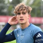 Max Dowman z Arsenalu počas tréningu v Sobha Realty Training Center 23. septembra 2025 v London Colney, Anglicko