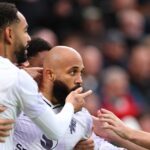 LIVERPOOL, ANGLICKO - 19. OKTÓBRA: Bryan Mbeumo z Manchestru United oslavuje strelenie prvého gólu svojho tímu počas zápasu Premier League medzi Liverpoolom a Manchestrom United na Anfielde 19. októbra 2025 v anglickom Liverpoole. (Foto: Michael Regan/Getty Images)