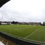Celkový pohľad na Hayden Road pred predsezónnym priateľským zápasom medzi Rushden & Diamonds a Northampton Town na Hayden Road 30. júla 2019 v Rushdene v Anglicku.