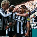 Kapitán Bruno Guimaraes skóroval otvárač, keď Newcastle vyhral 2-0 nad Nottinghamským lesom