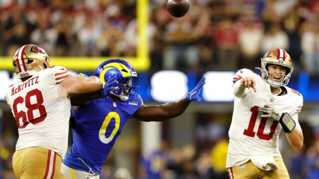 Niners 'Mac Jones porazí šance, umožňuje mu letieť v rams 

