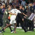Vinicius Jr. bol jedným z protagonistov súboja, ktorý si vyžiadal policajný zásah, pričom päť hráčov dostalo žltú kartu a madridský náhradník Andriy Lunin bol vylúčený.