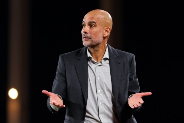 Pep Guardiola, manažér Manchester City, počas zápasu proti Monako