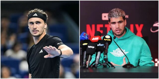 Po kritike Carlosa Alcaraza na podmienky parížskeho súdu sa Alexander Alexander Zverev na Rolex Paris Masters 2025 - Deň 2 - Zdroj: Getty