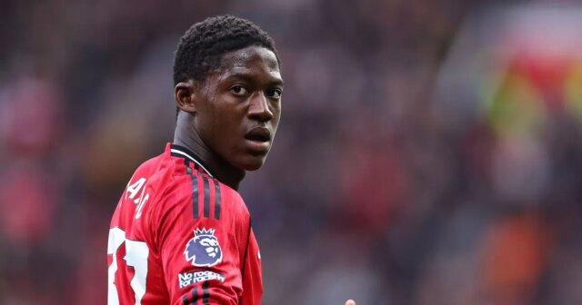 Kobbie Mainoo v akcii pre Man Utd. 