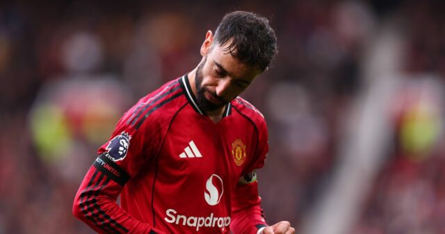 Bruno Fernandes počas zápasu Premier League medzi Manchestrom United a Sunderlandom na Old Trafford.