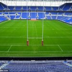 Štadión Evertonu Hill Dickinson tento víkend vymenil futbalové posty za rugbyové