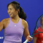 Mimi Xu celebrates a winner at the Wrexham Open