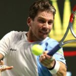 Cameron Norrie hits a forehand during the Shanghai Masters