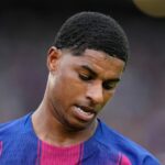 Marcus Rashford z FC Barcelona premárni šancu počas zápasu LaLiga EA Sports medzi FC Barcelona a Girona FC na Spotify Camp Nou 18. októbra 2025 v Barcelone v Španielsku. (Foto: David Ramos/Getty Images)
