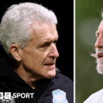 Head and shoulder images of Mark Hughes (left) and Robbie Savage (right)