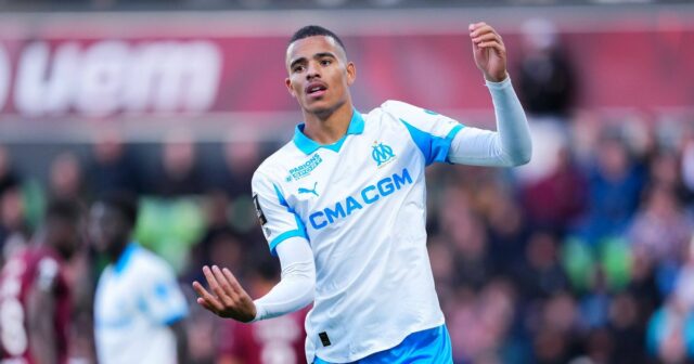 METZ, FRANCÚZSKO - 4. OKTÓBRA: Mason Greenwood z Olympique de Marseille reaguje počas zápasu Ligue 1 McDonald's medzi Metz a Marseille na Stade Saint-Symphorien 4. októbra 2025 v Metz vo Francúzsku. (Foto: Franco Arland/Getty Images)