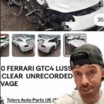 Instagram auto fanatic Mat Armstrong (vpravo) hovorí, že havarovaný Ferrari Michail Antonio bol uvedený na eBay za takmer 40 000 GBP