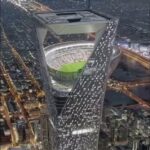 Zdá sa, že video, ktoré koluje na sociálnych sieťach, ukazuje koncept saudskoarabského štadióna Neom Sky, ktorý má byť miestom konania majstrovstiev sveta v roku 2034.