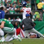 Nováčik Cam Skattebo utrpel strašné zranenie nohy počas súboja Giants s Eagles