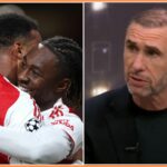 Gabriel Magalhaes oslavuje gól za Arsenal proti Atléticu Madrid