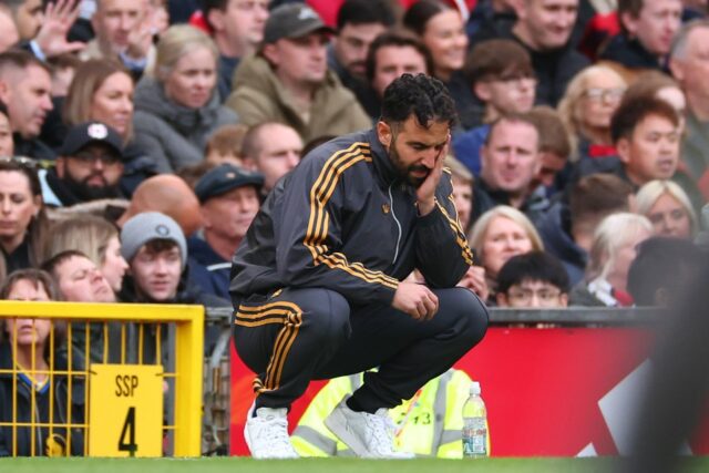 Ruben Amorim na dotykovej línii pre Manchester United.