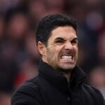 Mikel Arteta robí grimasy