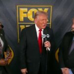 Jonathan Vilma (vľavo) urobil dva odkazy „6-7“ v rozhovore s Donaldom Trumpom na Fox Sports