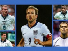 Anglický futbal: Veľký pokles číslo deväť – kam zmizli anglickí útočníci? England's current number nine - Harry Kane (centre) and past Three Lions strikers (clockwise from top left) Alan Shearer, Robbie Fowler, Michael Owen and Les Ferdinand