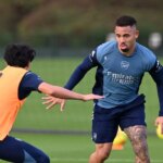 Gabriel Jesus na tréningu s Arsenalom.