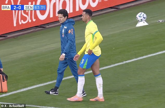 Arsenal trpí obrovským strachom zo zranení pred budúcotýždňovým derby v Gabriela Magalhaesa v sobotu proti Senegalu nahradila Brazília pre zranenie