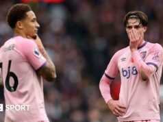 Aston Villa 4:0 Bournemouth: Čo povedal Alex Scott Marcus Tavernier and Alex Scott looking dejected during the game against Aston Villa