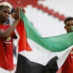 Paul Pogba (vľavo) a Amad Diallo (vpravo) prejavili podporu Palestíne po zápase v roku 2021