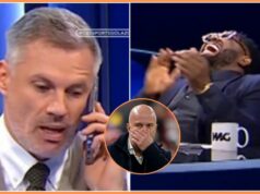 Carragher si v súkromnom telefonáte všimol volanie po Slot sackovi Ibrahima Konate reaguje počas prehry Liverpoolu proti Nottinghamu Forest