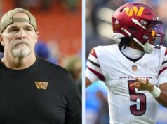 Dan Quinn dáva najavo svoje pocity pri zranení Jaydena Danielsa, keď si Commanders QB zlomil ruku v zápase 9. týždňa vs. Seahawks logo pochodového šialenstva