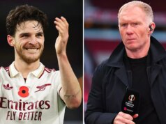 Declan Rice už jasne vyjadril názor Arsenalu uprostred kritiky Paula Scholesa Obraz Declana Ricea a Paula Scholesa