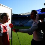 Stina Blackstenius je v rozhovore pre médiá po zápase Barclays Women's Super League medzi Leicesterom City a Arsenalom na King Power Stadium.