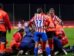 Dvadsaťjedenročná ženská futbalistka sa po tom, čo skolabovala počas zápasu Ligy majstrov, ponáhľala do nemocnice Andrea Medina Martin z Atlética Madrid sa zranil v zápase Ligy majstrov proti Juventusu