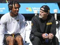 Emmanuel Acho zapálil „idiota“ Dana Quinna za to, že hral Jaydena Danielsa v odpadovom čase, keď stratil 31 bodov po tom, čo si QB zlomil ruku logo pochodového šialenstva