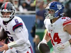 Fanúšikovia NFL reagujú na Cama Skatteba, ktorý prichádza na skútri spolu so zraneným Jaxsonom Dartom na zápas 11. týždňa proti Packers logo pochodového šialenstva