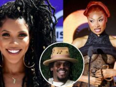 GF Jasmin z Cam Newton to stratí, pretože Megan Thee Stallion ukazuje veselý stav Klay Thompsonovej po konzumácii jej nátierky na Deň vďakyvzdania. logo pochodového šialenstva