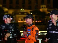 George Russell požaduje pokutu pre Landa Norrisa po zábavnom momente po pretekoch v Las Vegas George Russell (63) počas Veľkej ceny F1 Las Vegas. Zdroj: Getty