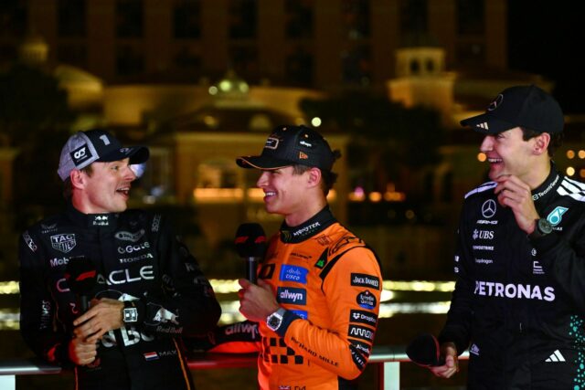 George Russell požaduje pokutu pre Landa Norrisa po zábavnom momente George Russell (63) počas Veľkej ceny F1 Las Vegas. Zdroj: Getty