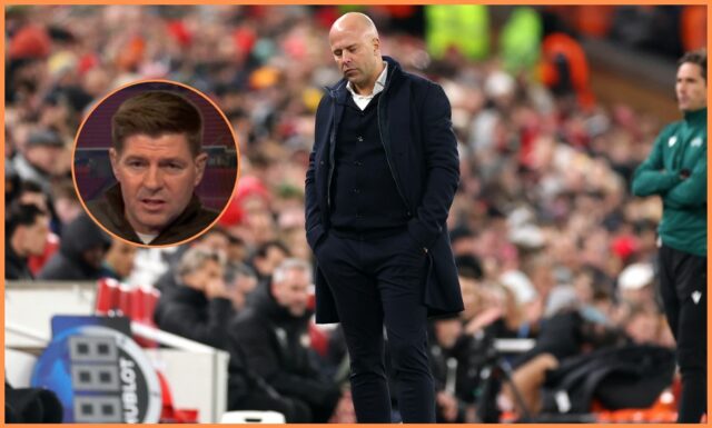 Steven Gerrard vo väzenskej službe počas Liverpoolu 1-4 PSV