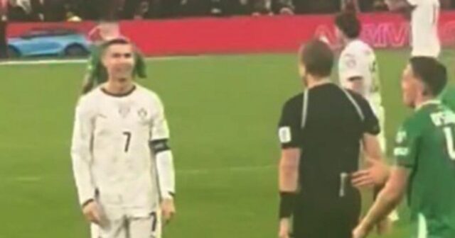 Gesto Cristiana Ronalda pár sekúnd pred červenou kartou sa po Cristiano Ronaldo gestikuloval počas zápasu Írsko vs Portugalsko