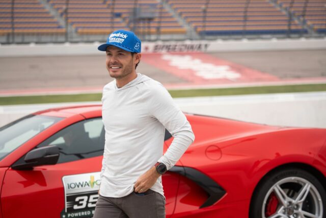 Kyle Larson (86) v roku 2021 USAC BC39 Stoops Pursuit na prašnej dráhe IMS. Zdroj: Imagn