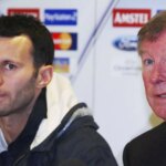 Ryan Giggs a Alex Ferguson na tlačovej konferencii