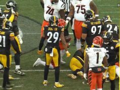 Hviezda NFL EJECTED za udretie rivala, keď napätý stret Bengals-Steelers exploduje do šokujúcich násilných scén Jalen Ramsey a Ja'Marr Chase (vpravo dole) sa stretli v nedeľu popoludní