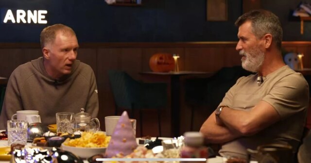 Ikony Man Utd Roy Keane a Paul Scholes nesúhlasia s Ikony Man Utd Roy Keane a Paul Scholes nesúhlasia s prejavom Sira Alexa Fergusona „It's Tottenham“